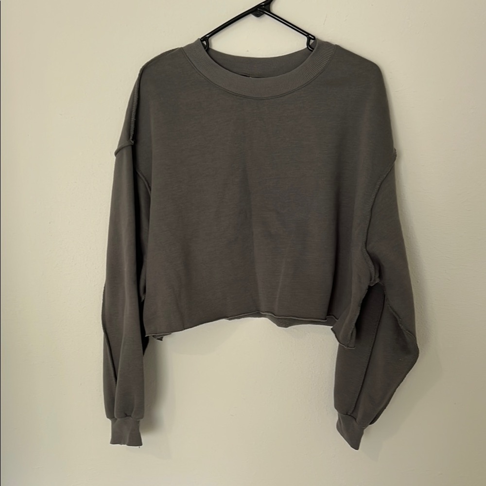 Women's Gray Cropped Sweatshirt